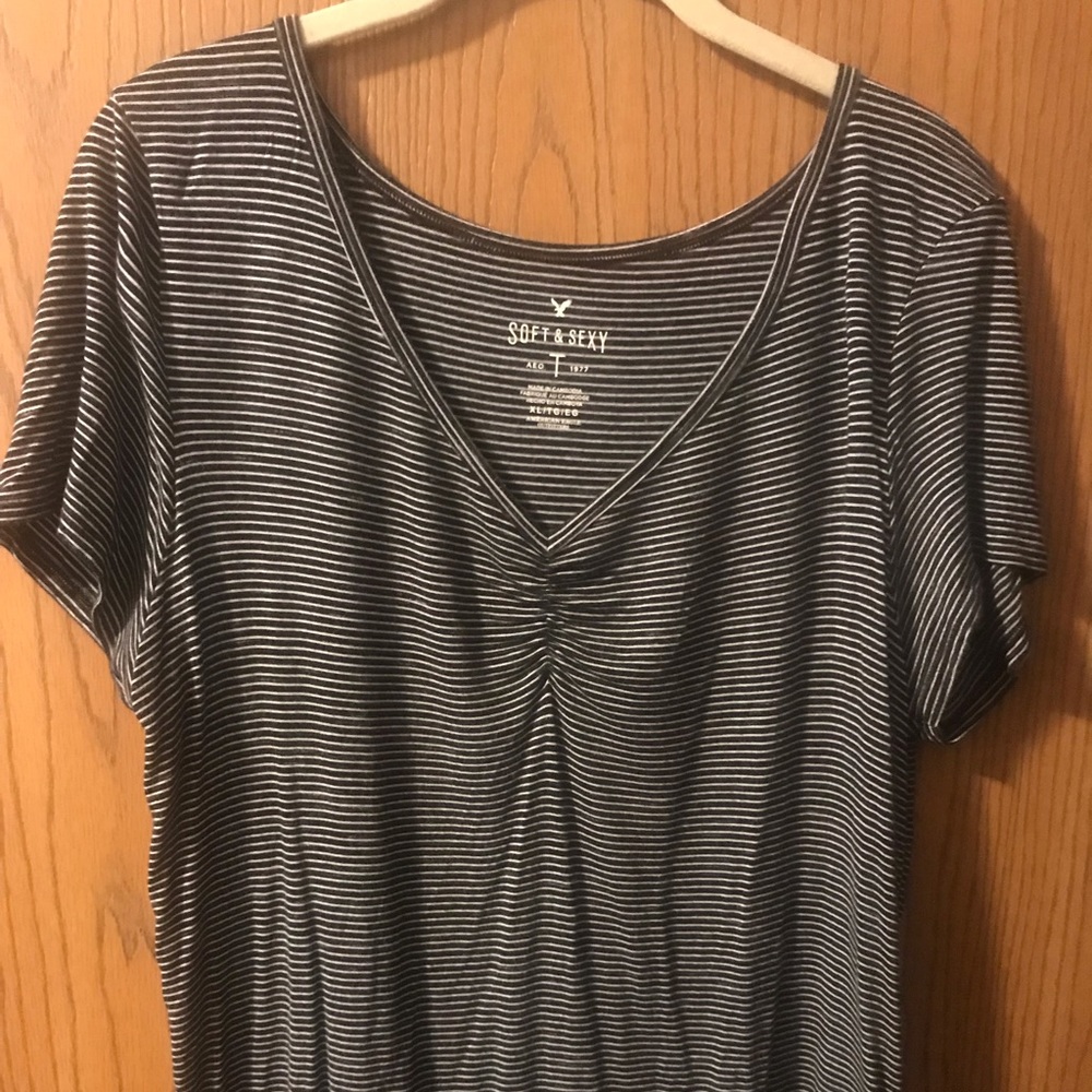 Black and White Striped American Eagle Shirt
